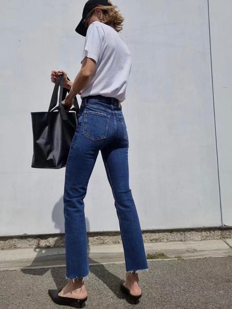  Spring and Summer Classic Four-color High-waisted Jeans Flared Denim Trousers