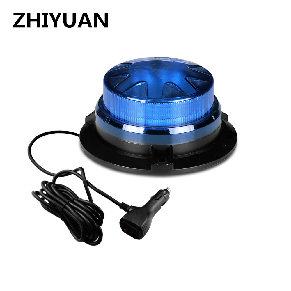 LED Rotating Flashing Strobe Light Blue Emergency Fire Truck Warning Lamp 9-24V Indicator Magnetic Signal Beacon Lights For Car