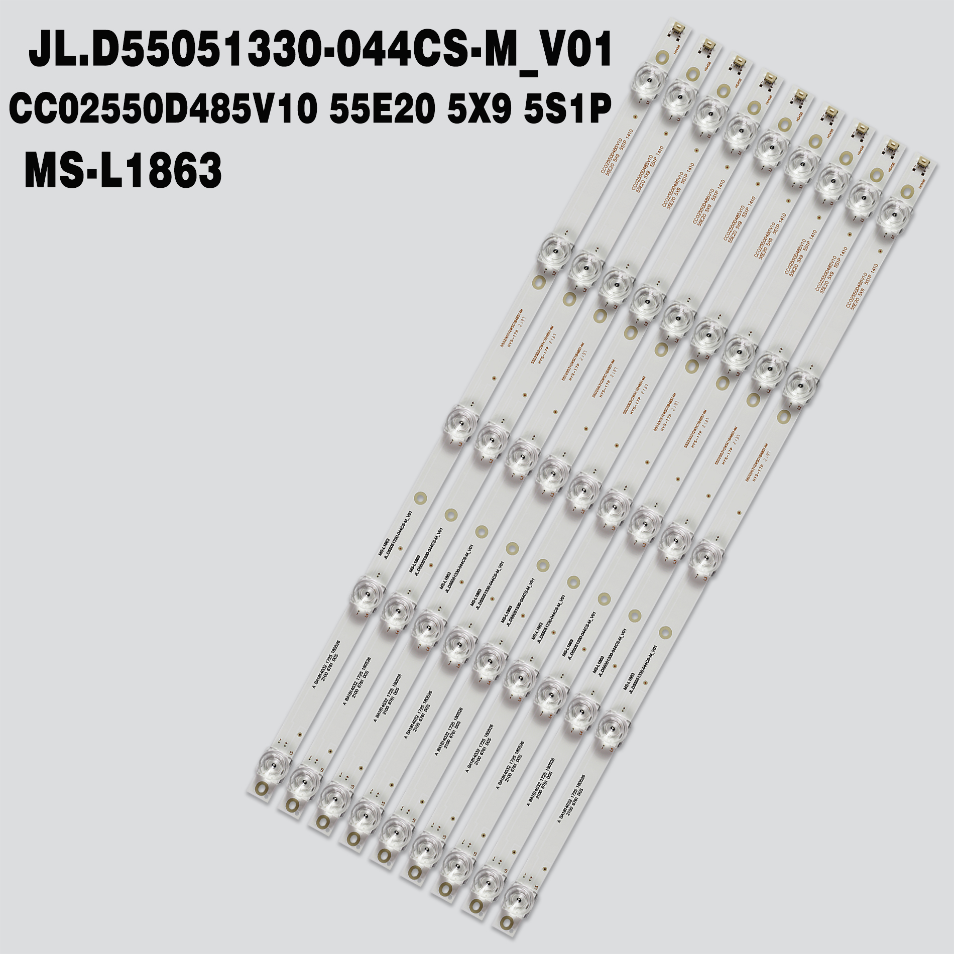 9Pcs/Set LED Strip KKTV U55W K55S LED55UA8100 CC02550D485V10 55E20 5X9 5S1P T550HVN05.1 QT55I90IDLEDNC TI5511DLEDDS U55E9000Q