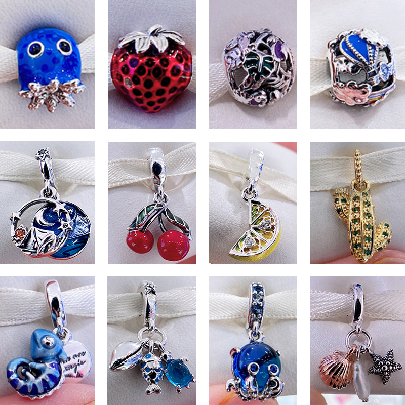  Summer 925 Sterling Silver Bead Ocean Octopus Pendant Sea Turtle Charms Fit Original Pandora Bracelet Women Jewelry
