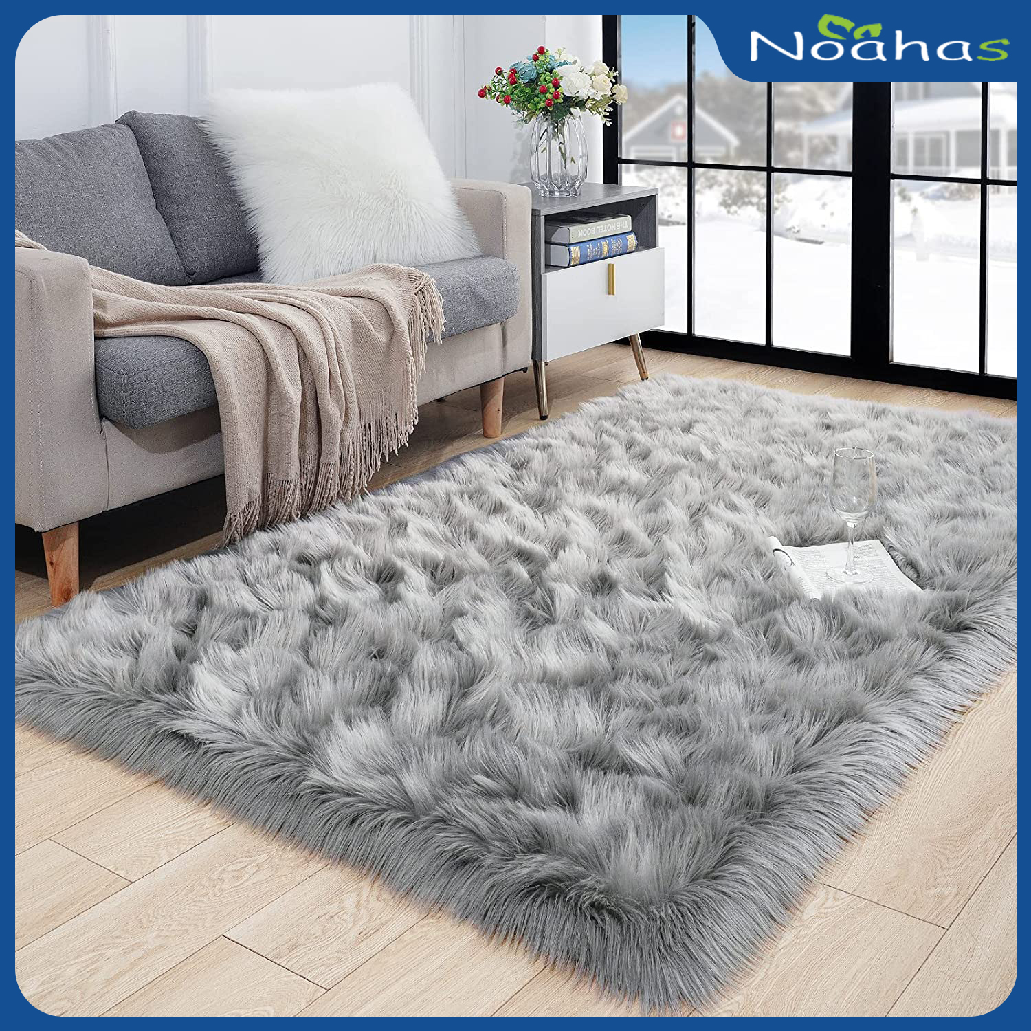 NOAHAS Faux Sheepskin Fur Area Rug Carpet Soft Fluffy Rugs Shag Plush Fur Rug for Decoration Bedroom Floor Sofa Living Room