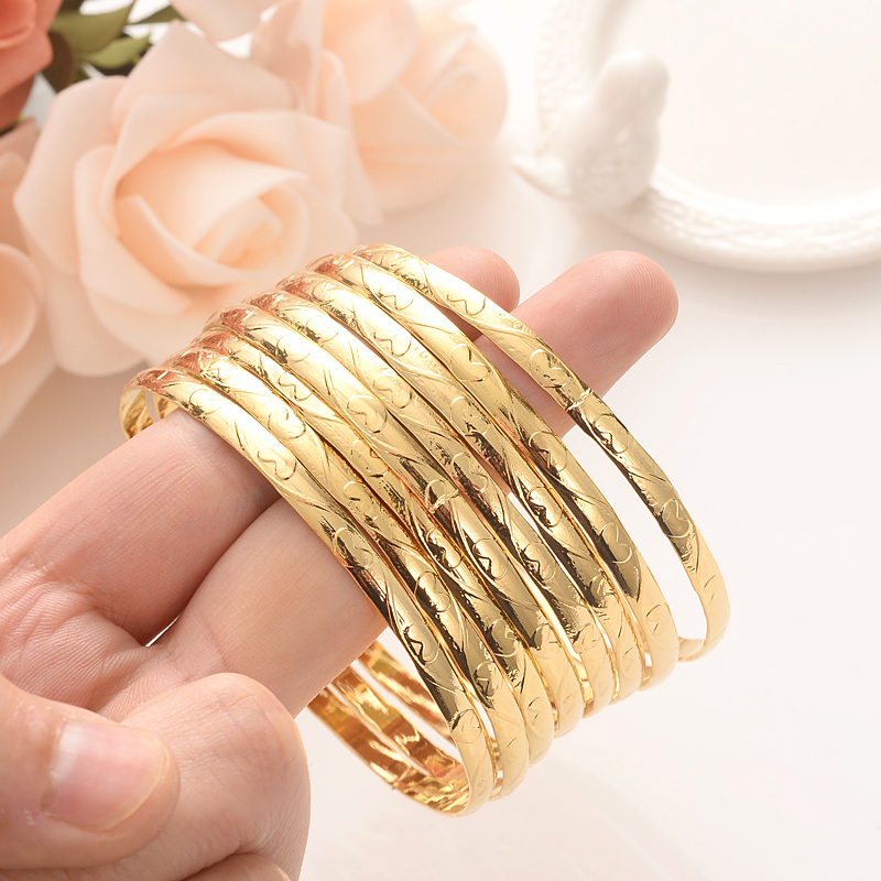 24kGold Bangle for Women Gold Dubai Bride Wedding Ethiopian Bracelet Africa Bangle Arab Jewelry Gold Charm Bracelet
