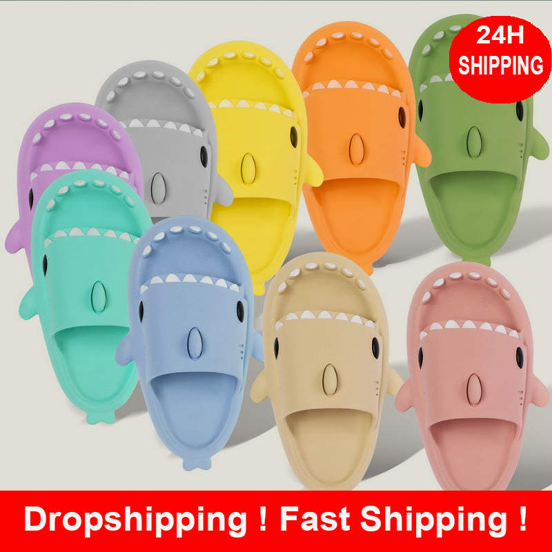 Cute Shark Slippers Platform Women Men Indoor Bathroom Slides Couples Summer Shoes Soft EVA Female Male Beach Flip Flops 