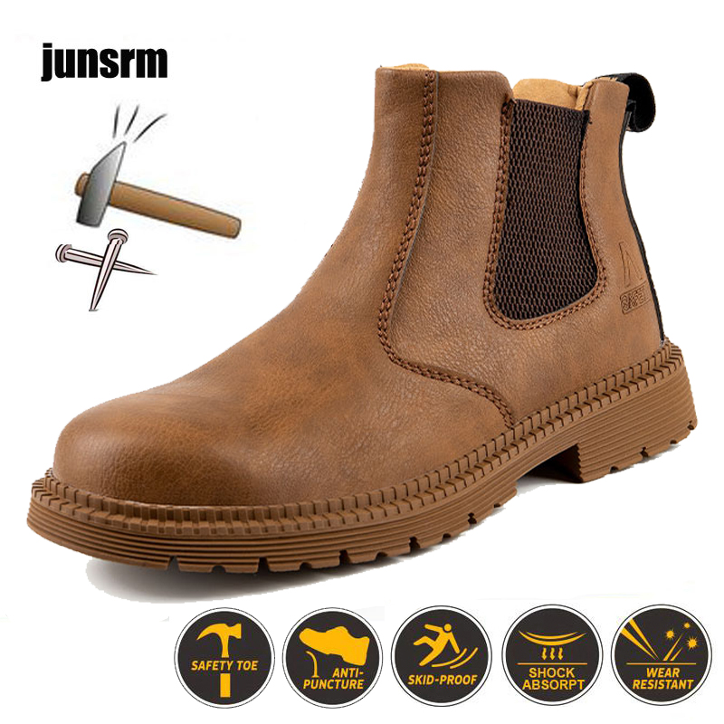 Winter safety boots with microfiber leather steel toe puncture resistant industrial outdoor work shoes Martin foot protection