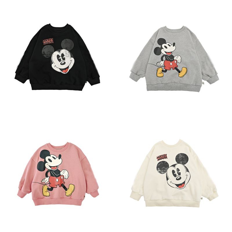    Tops Spring Autumn Clothes Cartoon Mickey Mouse Print O-neck Pullover Long Sleeves Baby  Girls Outwear