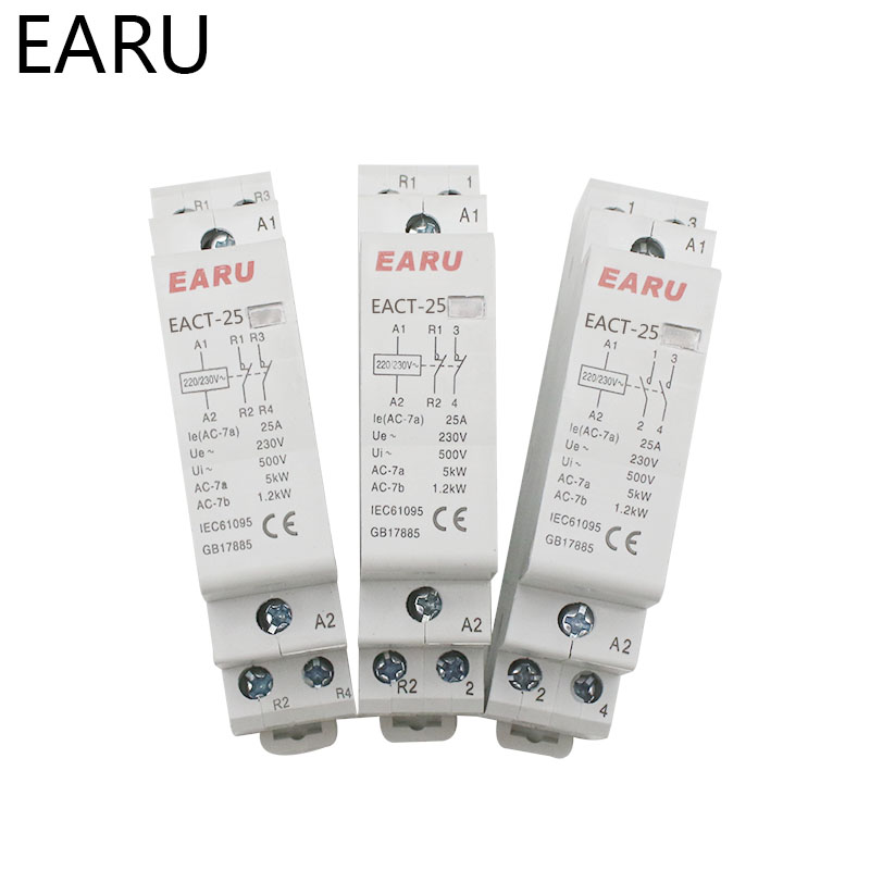 2P 16A 20A 25A  1NO 1NC 2NO 2NC AC 220V 230V 50/60Hz Din Rail Mounted Household Modular AC Contactor for Smart Home House el