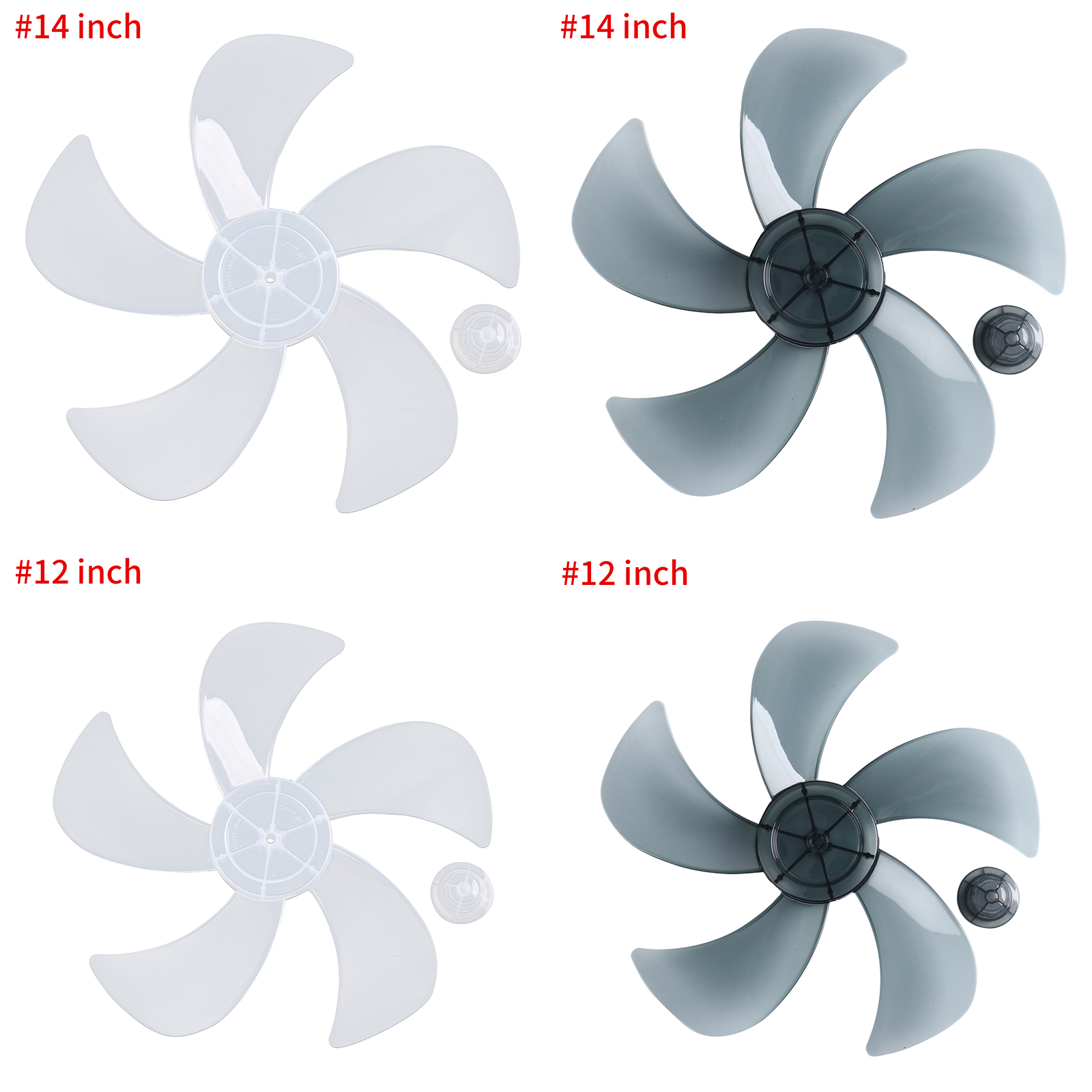 5 Leaves Fan Blade Household Plastic Silence Fan Blades with Nut Cover for 12/14 Inch Fan Table Stand Fanner General Accessories