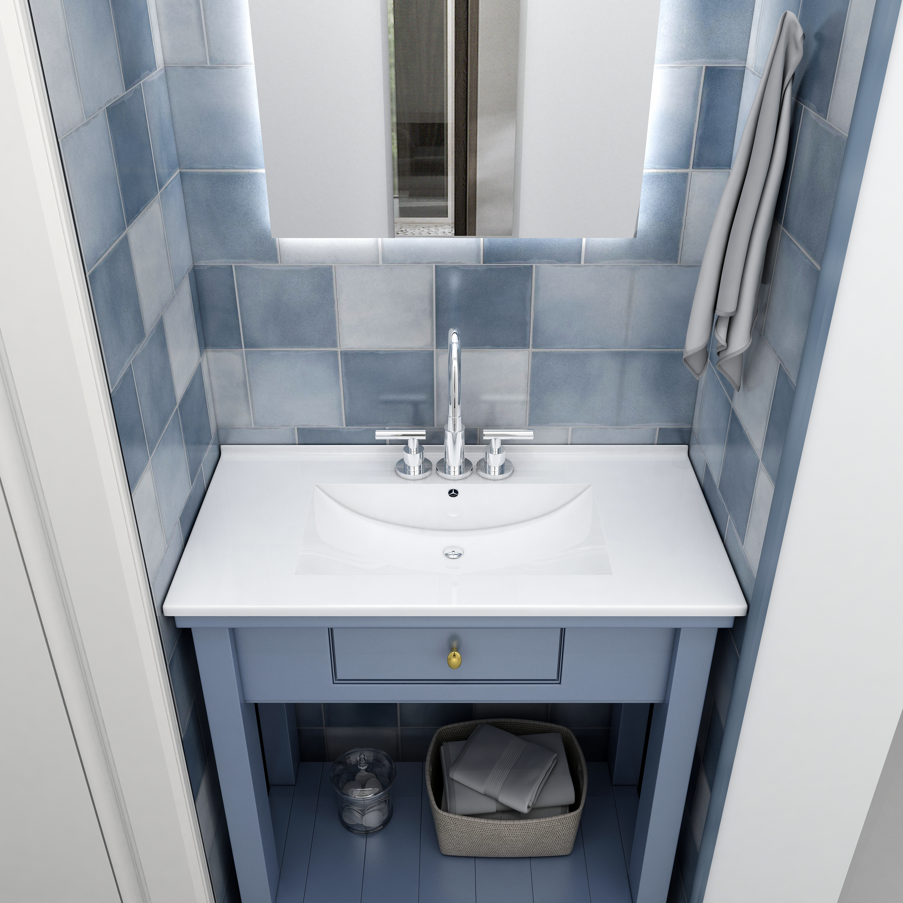 MEJE #690E - 36x18 Inch Rectangle Drop in Vessel Sink， White Ceramic Bathroom Vanity Top Sink with Three Faucet Holes