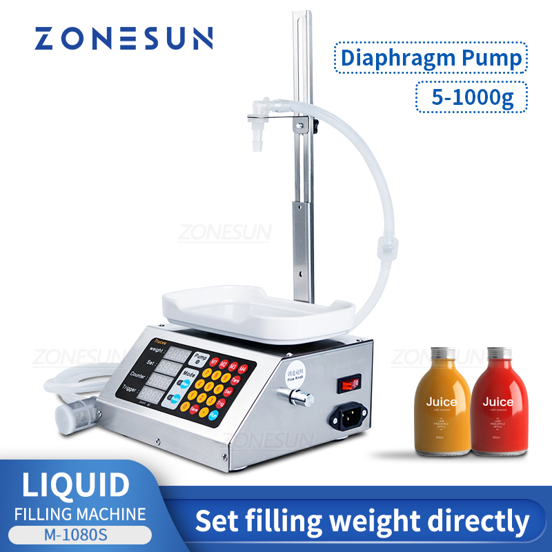 ZONESUN 2 in 1 Electric Small Liquid Weighing Filling Machine Water Juice Milk Plastic Bottle Quantitative Filler