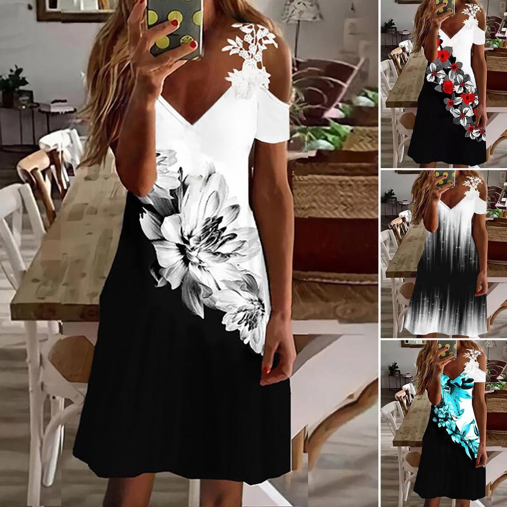 Maxi Dress Women Floral Print Lace Summer Slim-fitting A-Line Midi Dress for Banquet Women  Slim Long Dress vestidos