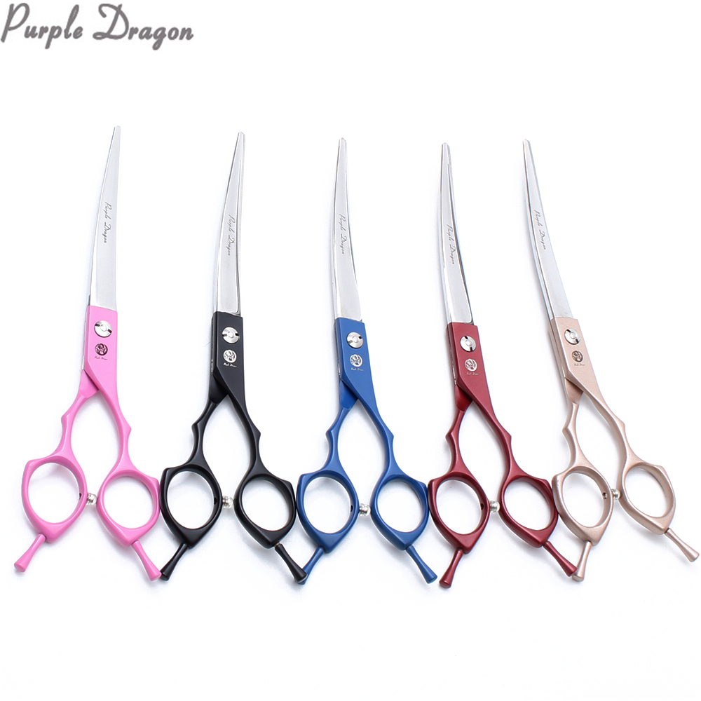 6.5" 7.0" 440C Purple Dragon Dog Grooming Scissors Animal Scissors Up Curved Shears Professional Pet Scissors Dropshipping Z4009