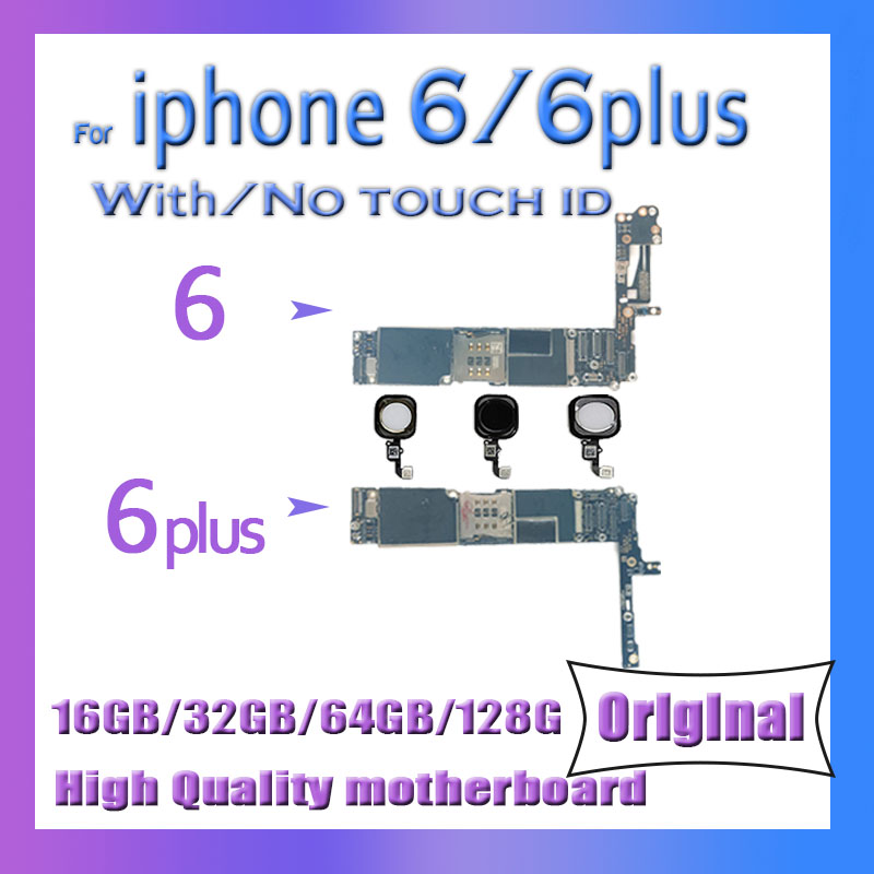 Clean iCloud For iPhone 6 6plus Motherboard No ID Account For iphone 6 6 Plus Logic board Mainboard No TouchID Original unlocked