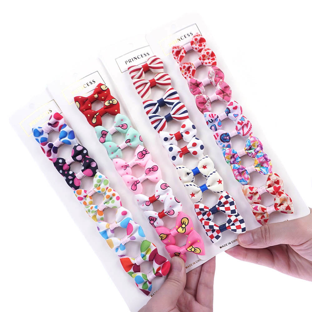 13 Kinds Of Style Dog Hair Bows  Pet Grooming Accessories 10 Pcs/Lot Ribbon Bow With Alligator Clip Also Suitable Grils