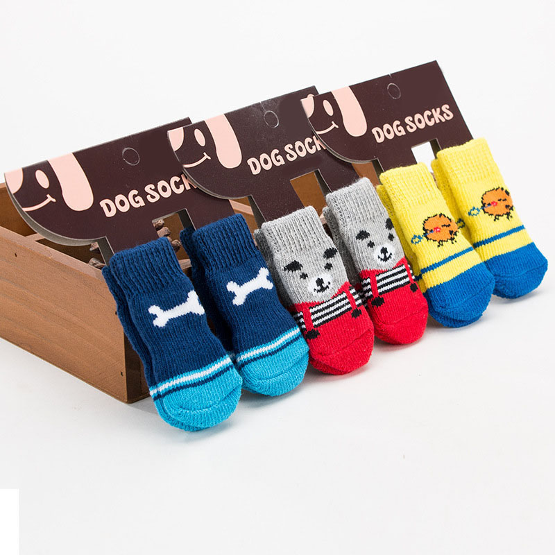 Pet Knits Socks High- Non-slip Bottom Pet Socks Warm Breathable Puppy Dog socks Breathable Colorful Safety Pet Supplies