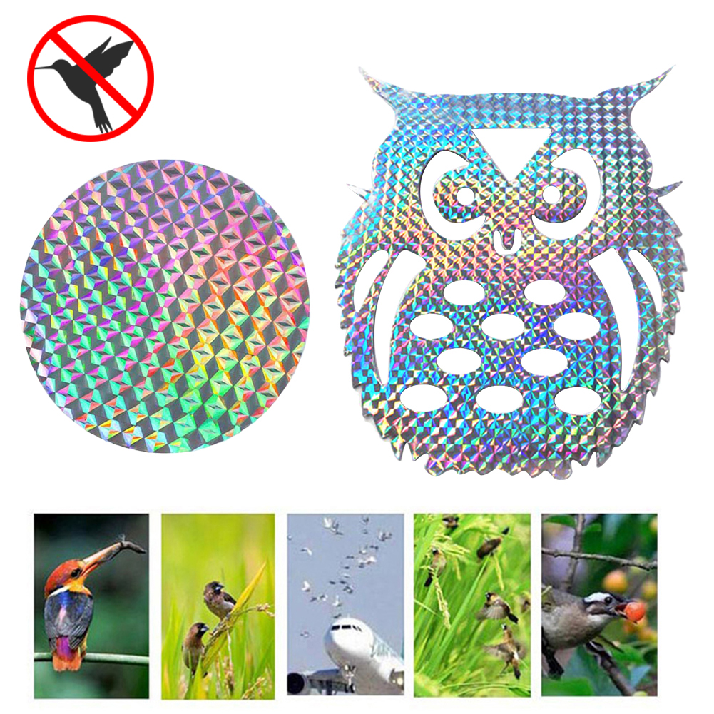 10/20Pcs Round Owl Bird Reflective Stickers For Garden Courtyard Window Car Bird Film Self-adhesive Bird Repell-ent Products