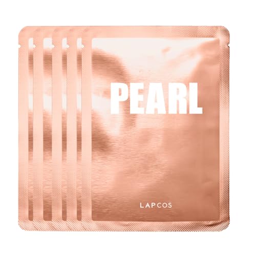 LAPCOS Pearl Sheet Mask, Daily Face Mask with Probiotics to Clarify Skin, Korean Beauty Favorite, 5-Pack