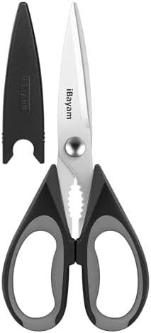 iBayam 8.5" Kitchen Scissors with Sheath, Black Kitchen Accessories, Household Appliances Home Essentials, Kitchen Gadgets Utensils, House Décor, Cooking Scissors, All Purpose kitchen Shears