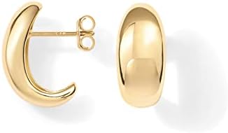 PAVOI 14K Gold Plated Sterling Silver Post Huggie Earrings | Gold Dome Huggie Hoop Earrings for Women