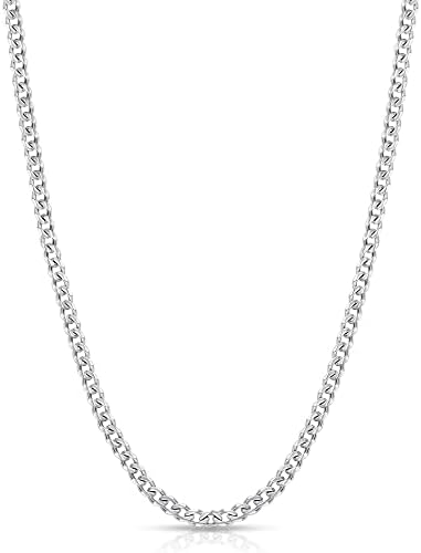 Fiusem 3.5mm Silver Tone/Black/14K Gold Plated Chains for Men, Mens Necklace Chains Stainless Steel Cuban Link Chain Necklace for Men, Mens Chain 16, 18, 20, 22, 24, 26, 28 Inch