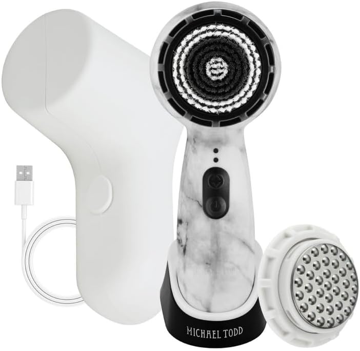 Michael Todd Beauty Soniclear Allure 2024 Best of Beauty Winner Facial Cleansing + Exfoliation Brush System with 3 speeds, Serum Infusion Head + Travel Case
