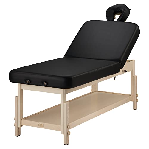 30" Harvey Tilt Stationary Massage Table Beauty Medical Tattoo Spa Salon Facial Clinical Treatment Aesthetic Physical Therapy Beds-Two Section Tilting Lift-Back Backrest - Black