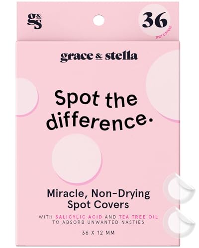 grace & stella Award Winning Pimple Patches For Face (Round, 36 Count) - Hydrocolloid Acne Patches for Face - Dermatologist Tested, Vegan, Cruelty-Free Zit Patches for Face, Blemish Patches, Stickers