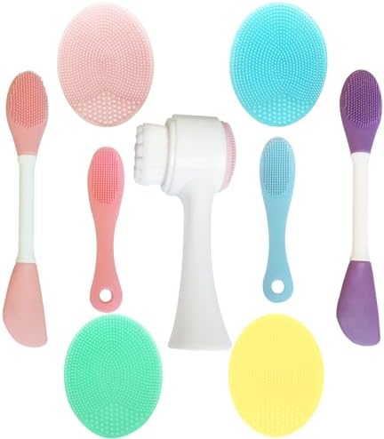9-in-1 Face Scrubber Face Cleaning Brushes Super Soft Silicone Face Cleanser Brush and Facial Cleansing Massager Brush Face Cleansing Brush Set