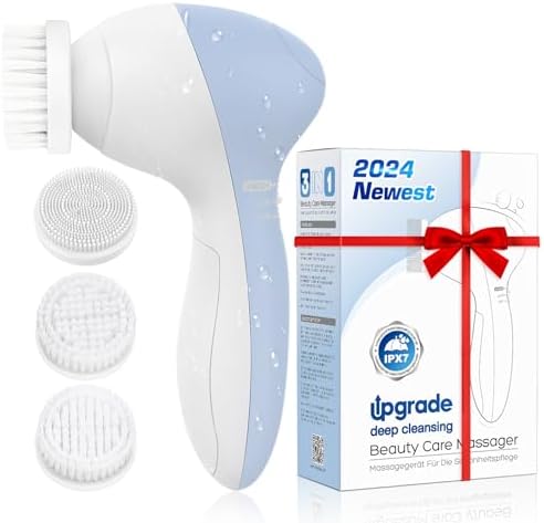Facial Cleansing Brush Face Scrubber: COSLUS 3in1 FBS-D Electric Exfoliating Spin Cleanser Device Waterproof Deep Cleaning Exfoliation Rotating Spa Machine - Electronic Skin Care Wash Spinning System