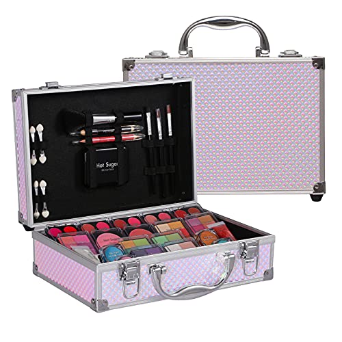 Hot Sugar Makeup Kit for Girls and Women - Full Starter Cosmetics Set with Eye Shadow Palette Lip Balm Blush Lip Gloss Brush Lip & Eye Pencil and Mirror