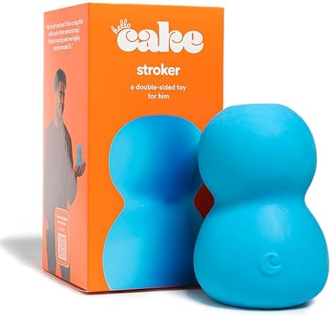 Hello Cake Stroker, Double-Sided Sex Toy for Men and Couples, Handheld Male Stroker with Dual Entrances - Soft, Squishy Exterior with Ribbed, Beaded Texture Interior, Easy to Clean & Use, Waterproof