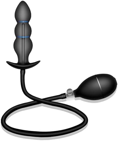 New Silicone Inflatable Anal Plug with Solid Center Shaft Body Safe Silicone Anal Balloon Pump with Quick Release Valve for Men, Women and Beginners