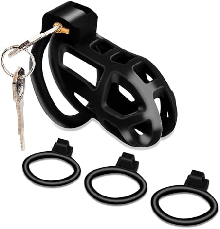 Male Chastity Cage, Chastity Device with 3 Sizes Rings and Invisible Lock for Man Penis Exercise Bondage Gear & Accessories Lightweight Adult Sex Toys