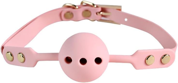 Silicone Ball for Moouth Sex Hollow Mouth Gag Breathable Gag Adjustable Strap Mouth Gag for Adult Sex Toys Bondage Gear & Accessories for Women Couples Pink
