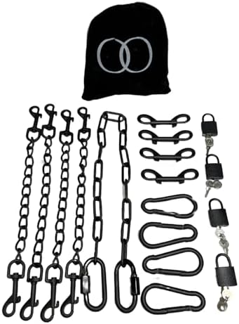 Luxury BDSM Bondage Gear 25 pcs Hardware Kit Set of Exclusive Roomsacred Restraint Accessories in Silver, Gold, or Black with Double O Velvet Pouch (Black)