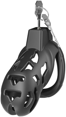 Male Chastity Cage, Large Chastity Devices with 5 Sizes Rings and Invisible Lock for Man Penis Exercise Bondage Gear & Accessories Lightweight Adult Sex Toys