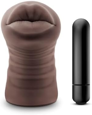 Blush Novelties Hot Chocolate Renee - Vibrating Realistic Ultra Soft Ribbed Pocket Pussy Masturbator Stroker - Hand Held One Size Fits All Sex Toy for Men