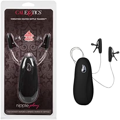 CalExotics Novelties Nipple Play Vibrating Heated Nipple Teasers, Black