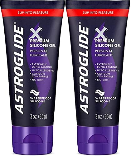 Astroglide X Silicone Based Sex Lube Gel (3 oz.) | Waterproof & Long-Lasting Personal Lubricant Gel | Condom Safe | Not Made with Parabens or Glycerin | Intimate Lube for Couples (Pack of 2)