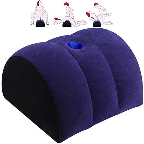 Prosixtoy Sex Position Pillow Dildo Mount - Sex Toy for Couple Inflatable Sex Pillow Sex Games for Adult Couples Sex Women G Spot Position Cushion Sex Furniture Pillow for Women Couples (Blue)