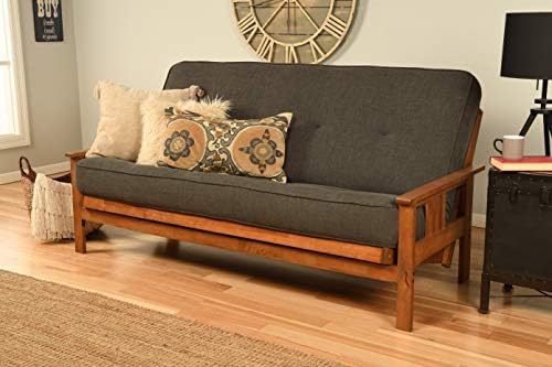 Kodiak Furniture Monterey Full Futon with Linen Fabric Mattress in Barbados/Gray