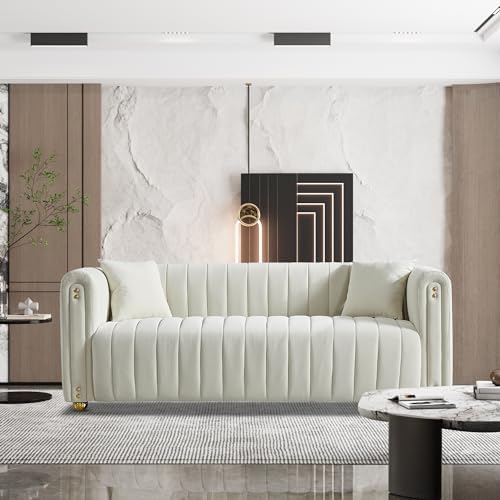 79.92" Modern Vertical Channel Tufted Velvet Sofa,Mid-Century Modern Sofa,Comfortable Sofa for Living Room