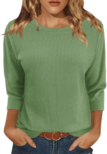 JomeDesign Womens Tops 3/4 Sleeve Shirts Crew Neck Loose Casual Blouses