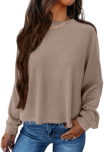 AUTOMET Casual Sweaters for Women Crewneck Ribbed Kint Soft Tops 2024 Fall Fashion Outfits