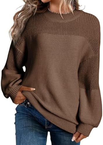 Dokotoo Women's Casual Long Sleeve Sweaters Loose Crewneck Knit Solid Pullover Sweater Jumper Tops