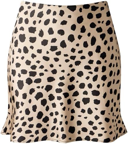 Mini Skirts for Women Satin High Elastic Waist Ruffle Bodycon Short Skirt