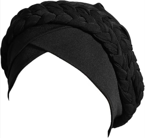 Muslim Turban Pre-Tied Twisted Braid Hair Cover Wrap Hat African Beanie Headwraps for Black Women