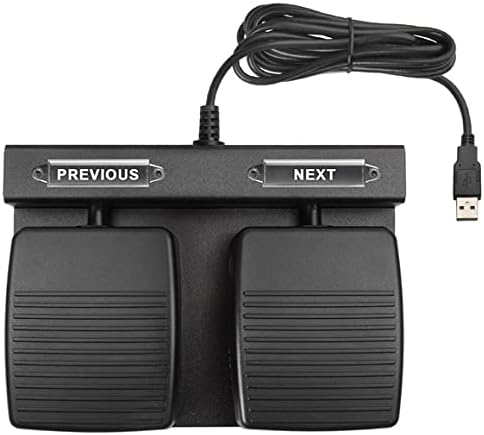 ECS PowerPoint Double Foot Pedal, USB Computer Page Turner, Hands-free Slide turning Control Equipment, Plug and Play, 8ft cable