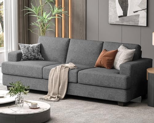 Fadware 89 Inch Couch, 3 Seater Couches with Deep Seats, Modern Grey Loveseat 3-Seat Sofa Couches for Living Room Apartment Lounge, Detachable Sofa Cover/Easy to Install