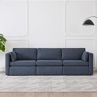 CHITA Oversized Modular Sectional Convertible Fabric Sofa Set, FSC Certified Extra Large Sectional Deep Seat Couch for Living Room,112 inch Width,3 Seat Modern Modular Sofa, Blue